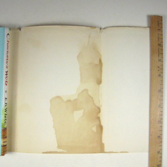 Charlotte's Web EB White Hardcover Dust Jacket Pictures Garth Williams STAIN - Picture 6 of 7